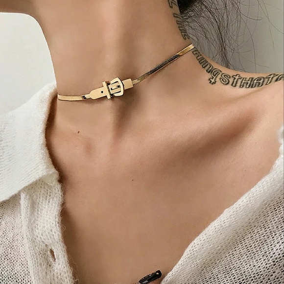 FLASHBUY Jewelry - 💋FLAT CHAIN NECKLACE w/ BELT BUCKLE CLASP!!!